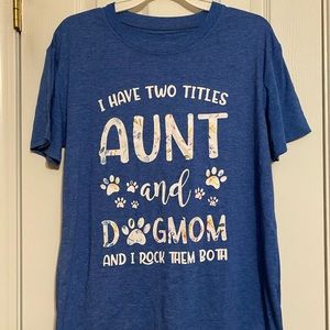 New woman’s blue tee. Aunt/ titles cute shirt. Sz Med